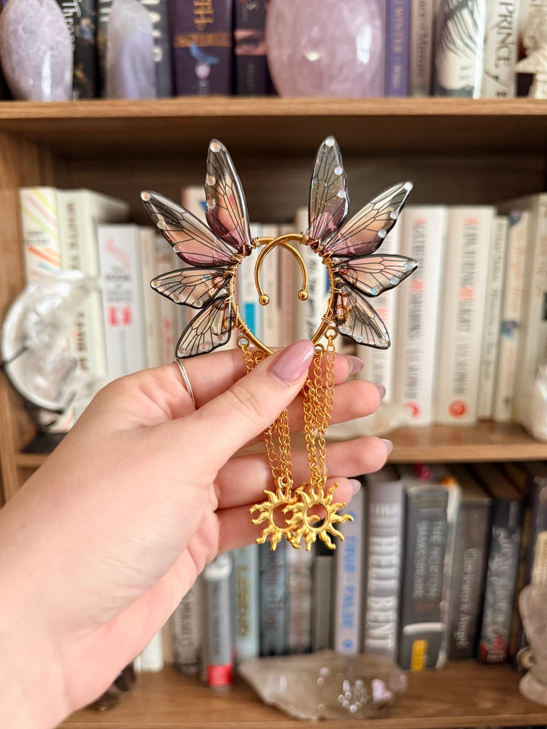 Gold + Sunset Sun Fairy Wing Ear Cuffs