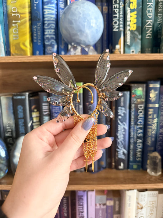 Gold + Brown Dagger Fairy Wing Ear Cuffs