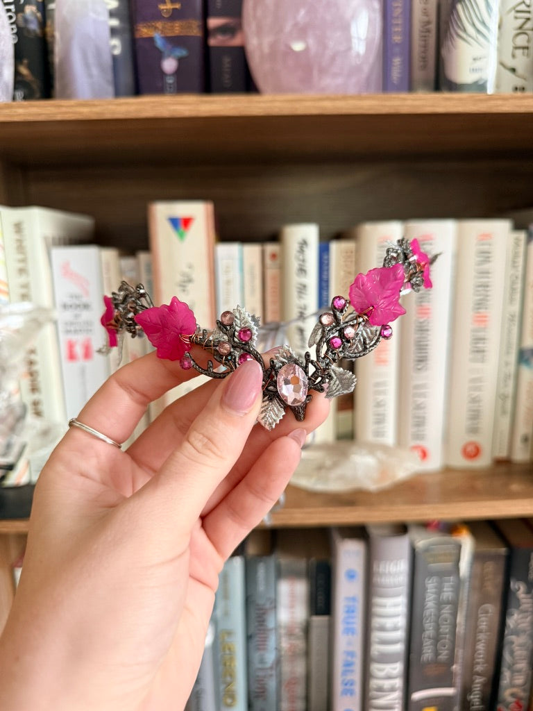 Black + Pink Stag Circlet Tiara (Medium)