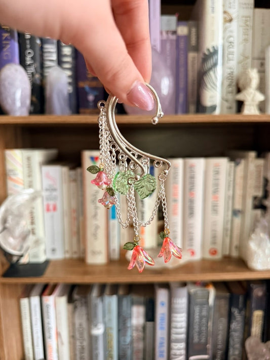Silver + Pink Fairy Garden Ear Cuffs