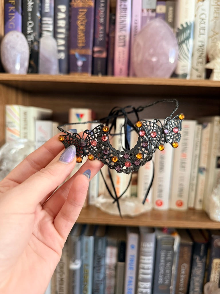 Black + Sunset Moon Butterfly Circlet Tiara (Small)