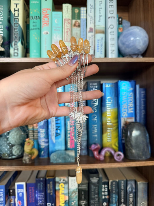 Silver + Golden Healer Crystal Hair Chains