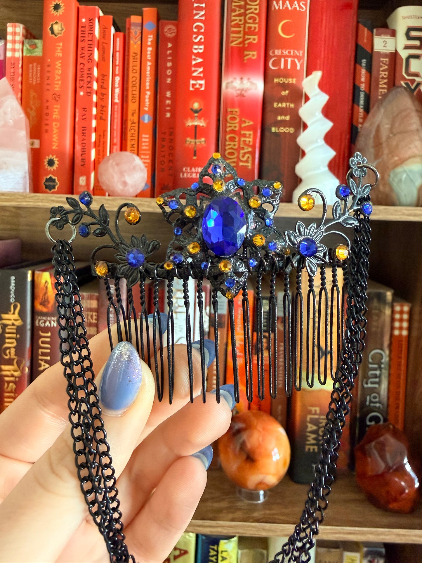 Black + Blue Moon Hair Comb