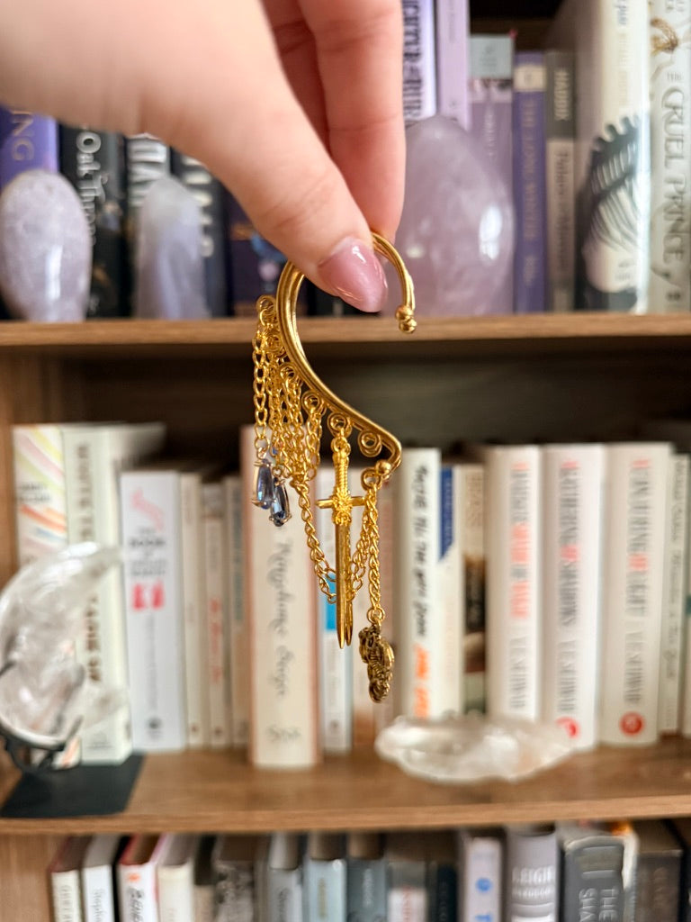 Gold + Blue Dragonslayer Ear Cuffs
