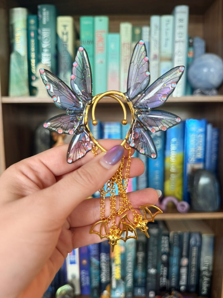 Gold + Purple Bat Fairy Wing Ear Cuffs