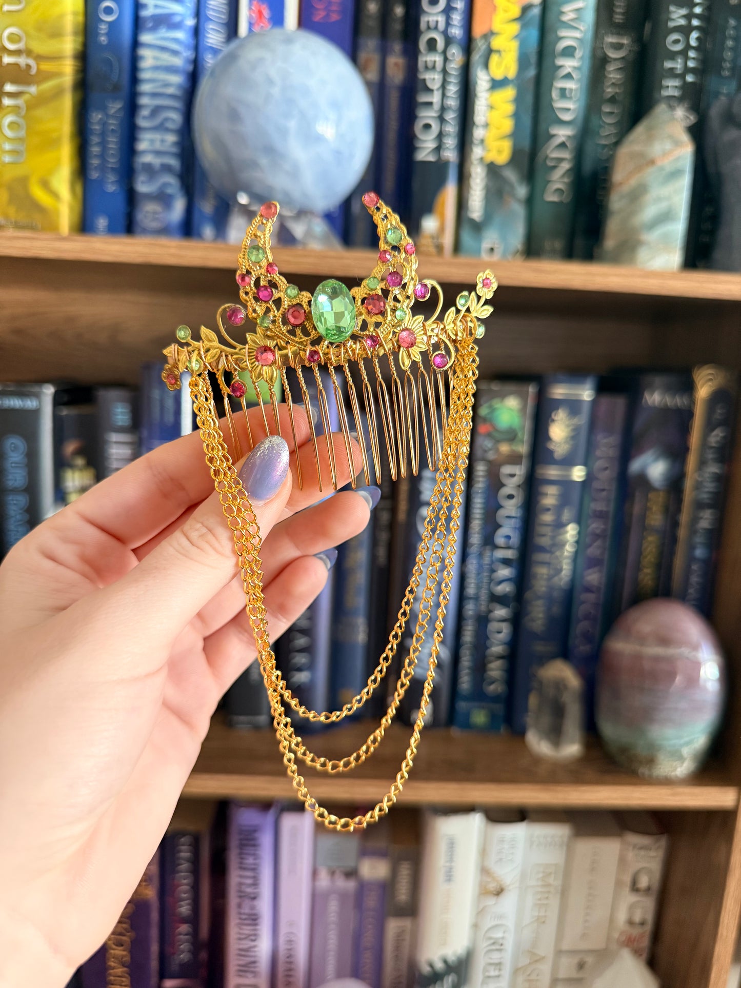 Gold + Kiwi Moon Hair Comb