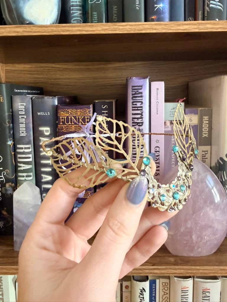 Gold + Light Blue Moon Circlet Tiara (Medium)