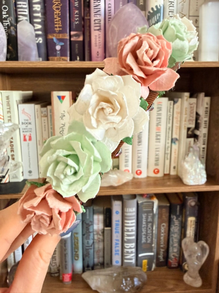 Green + Pink Flower Crown
