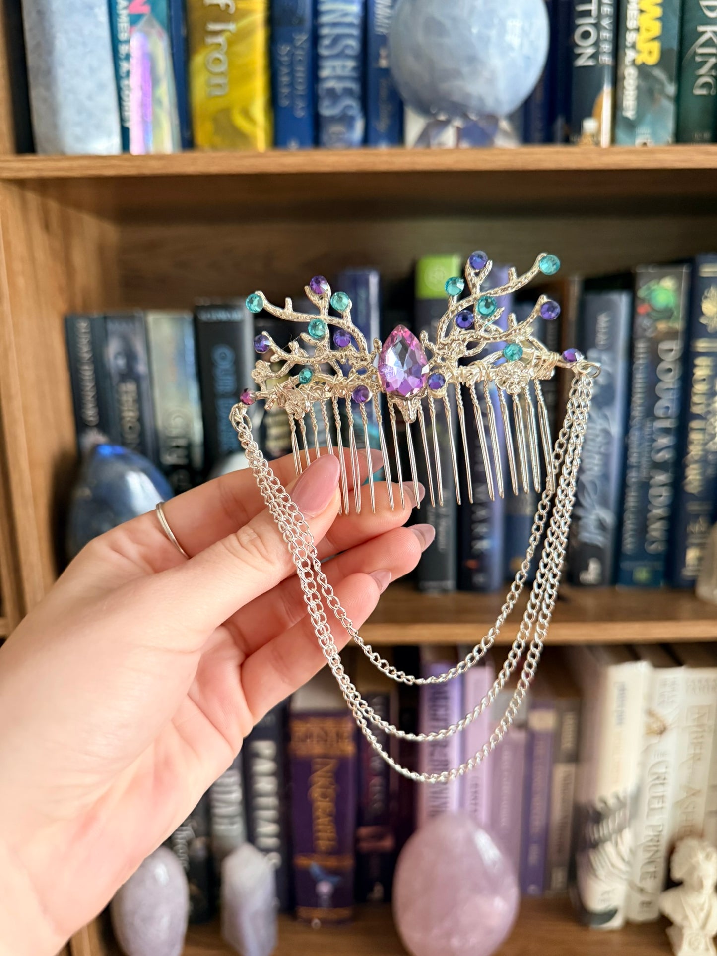 Silver + Purple Stag Hair Comb