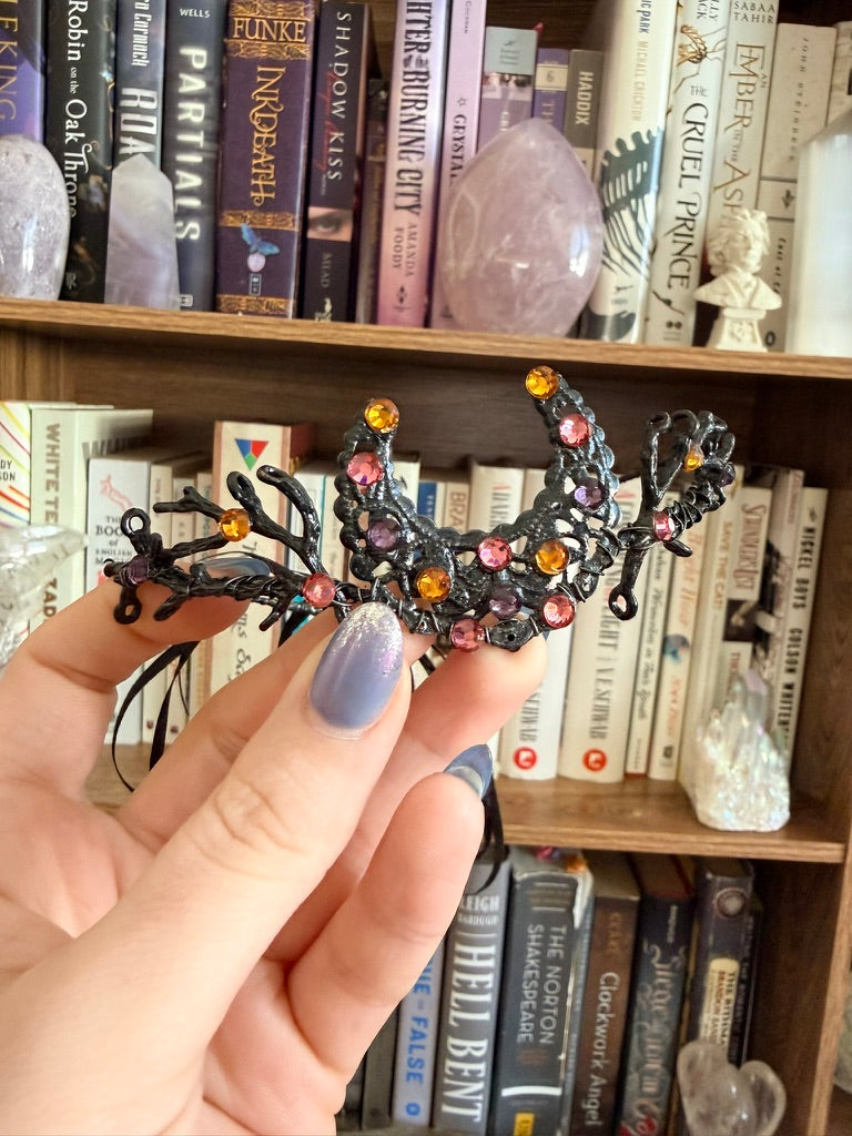 Black + Sunset Moon Branch Circlet Tiara (Small)