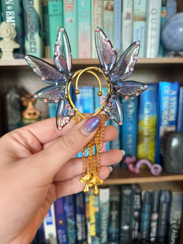 Gold + Purple Mushroom Fairy Wing Ear Cuffs