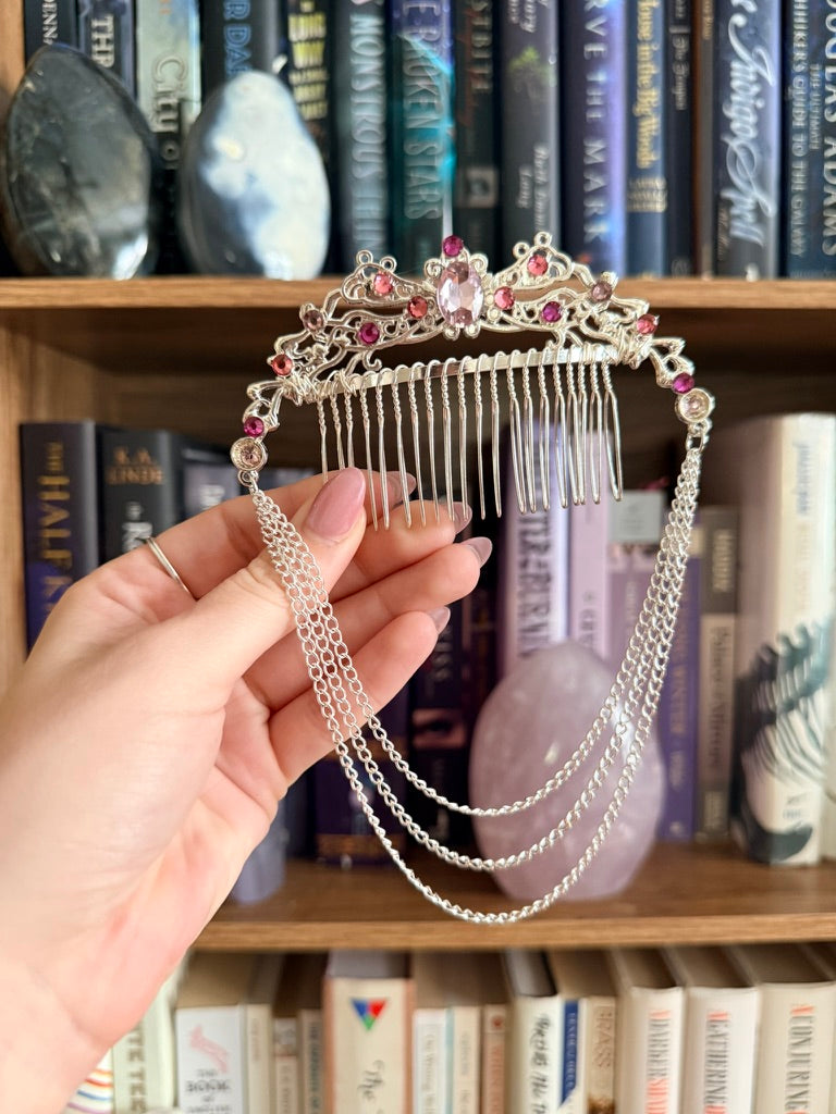 Silver + Pink Elegant Hair Comb