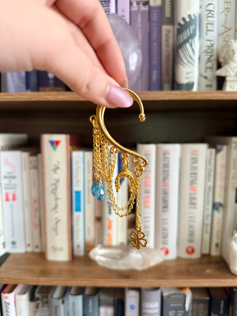 Gold + Blue Good Luck Babe Ear Cuffs