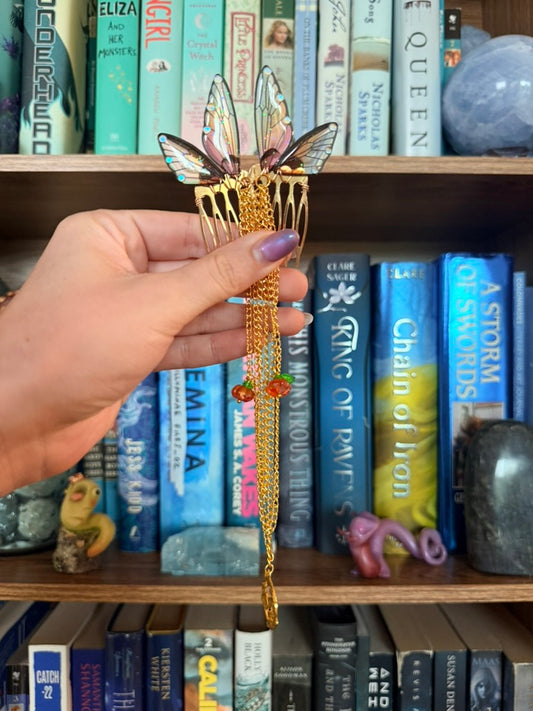 Gold + Sunset Mushroom Fairy Wing Hair Chains
