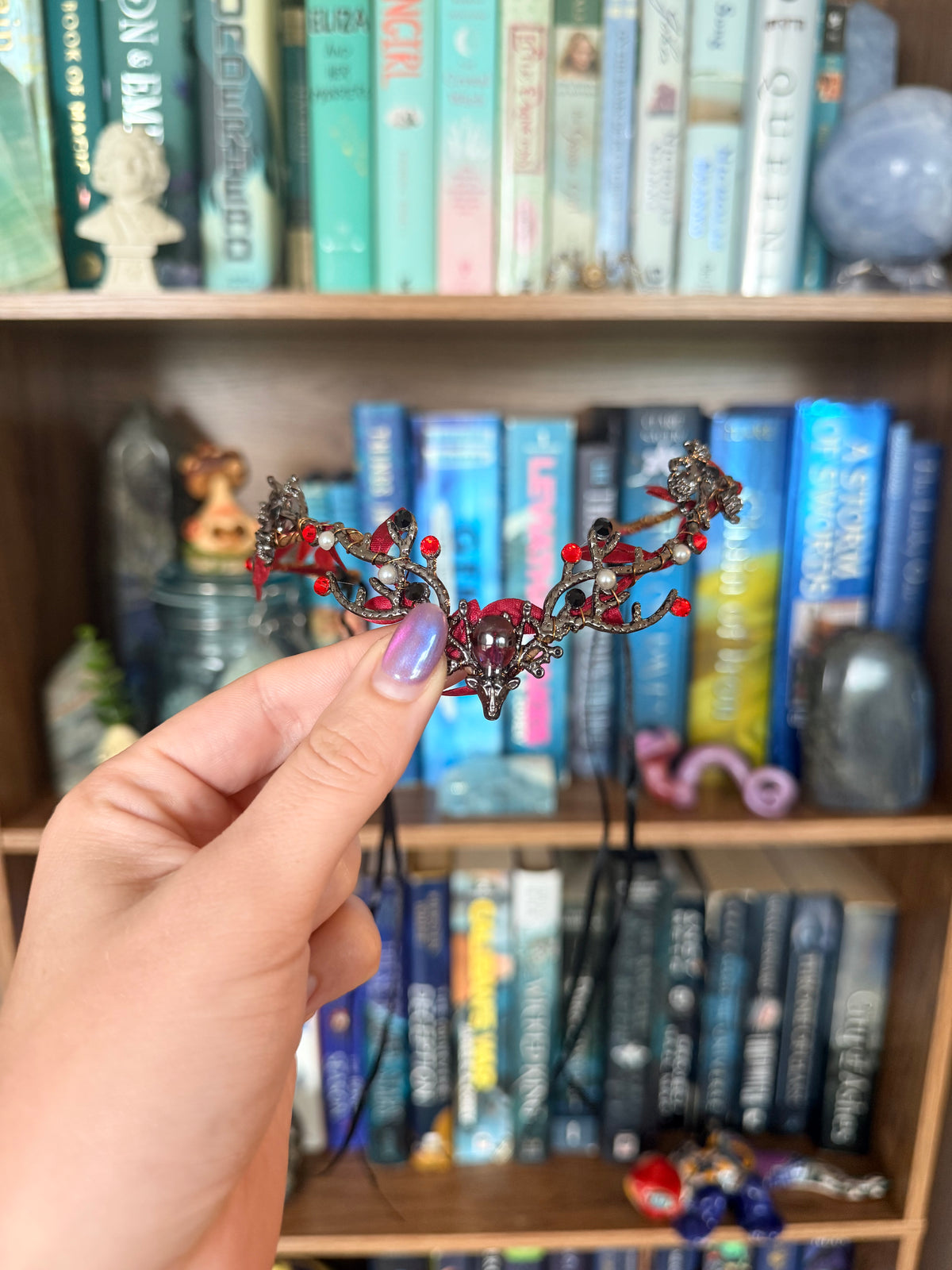 Black + Red Garnet Stag Circlet