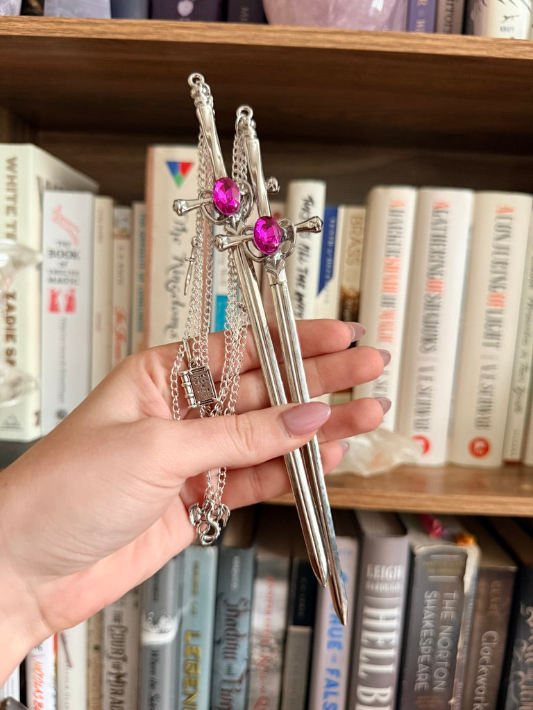 Silver + Purple Romantasy Double Hair Swords
