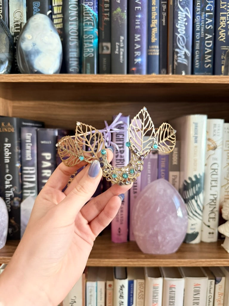 Gold + Light Blue Moon Circlet Tiara (Medium)