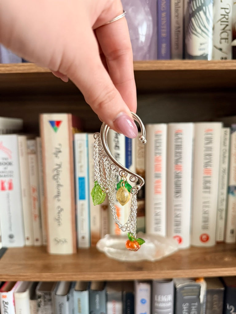 Silver Citrus Fruit Ear Cuffs