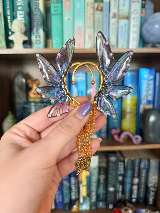 Gold + Purple Leaf Fairy Wing Ear Cuffs