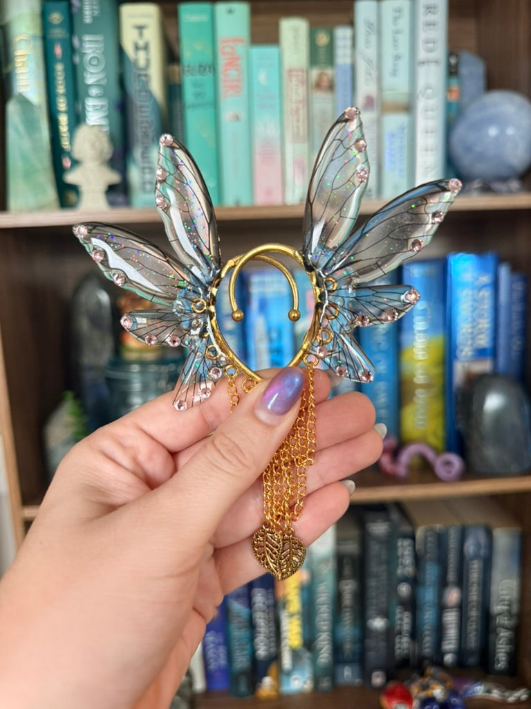Gold + Brown Leaf Fairy Wing Ear Cuffs