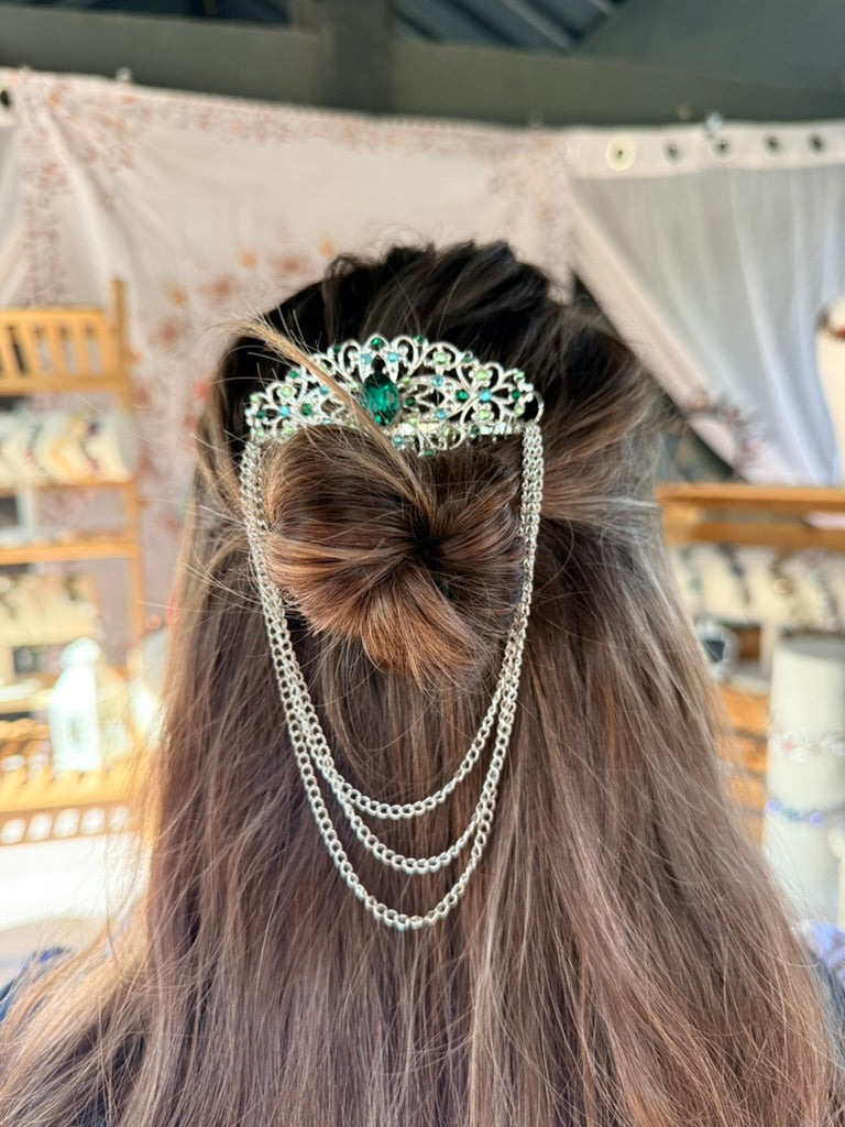 Black + Clear Quartz Crystal Hair Comb
