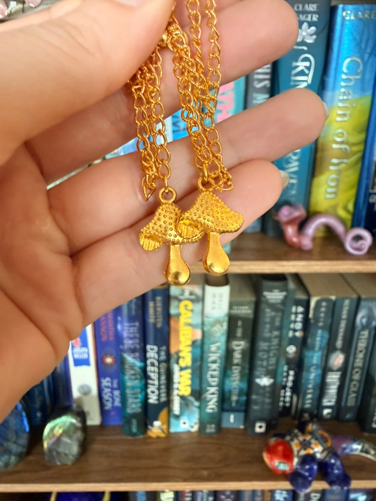 Gold + Brown Mushroom Fairy Wing Ear Cuffs