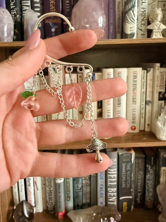 Silver + Pink Magic Mushroom Ear Cuffs