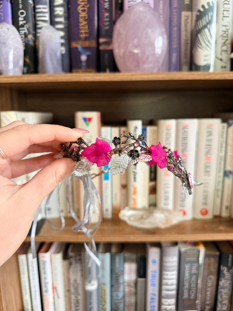 Black + Pink Stag Circlet Tiara (Medium)
