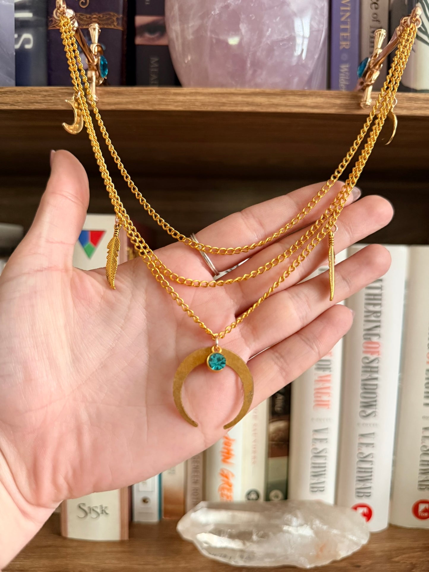 Gold + Blue Moon Double Hair Swords