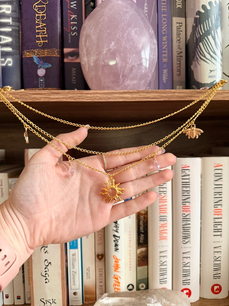 Gold + Pink Bee Double Hair Swords