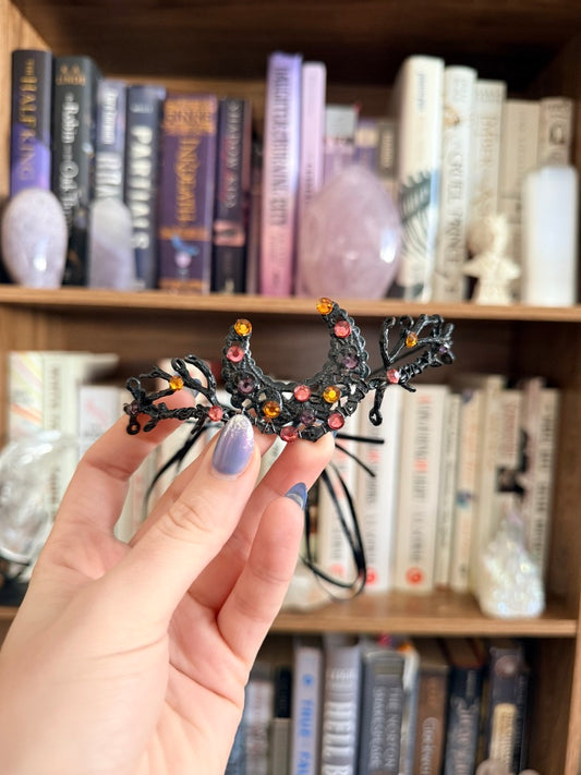 Black + Sunset Moon Branch Circlet Tiara (Small)