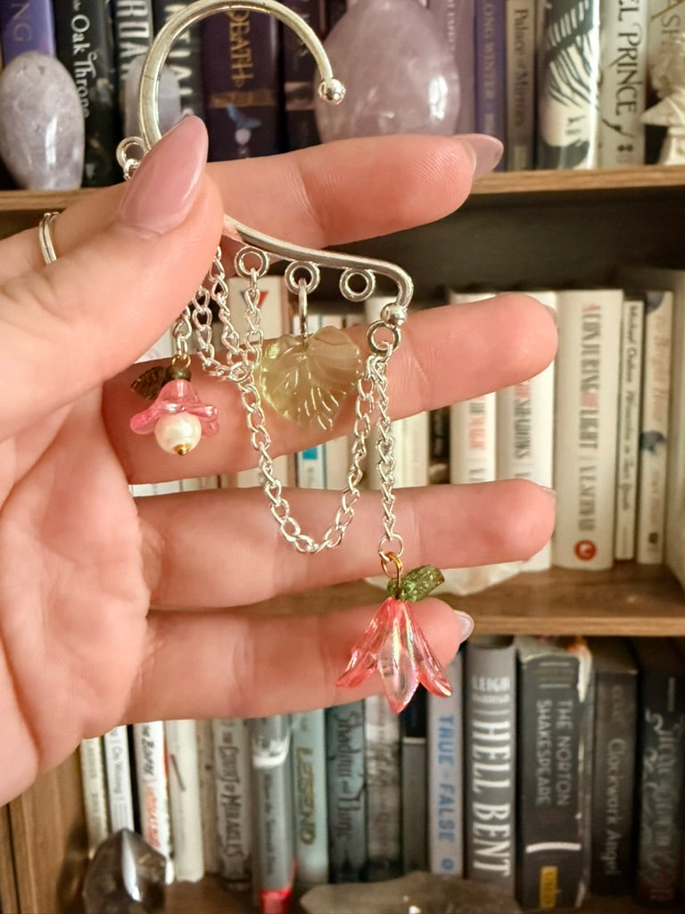 Silver + Pink Fairy Garden Ear Cuffs
