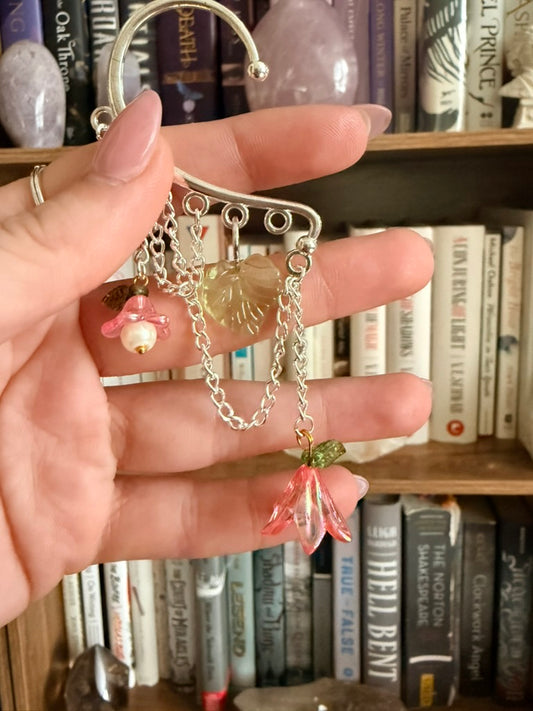 Silver + Pink Fairy Garden Ear Cuffs