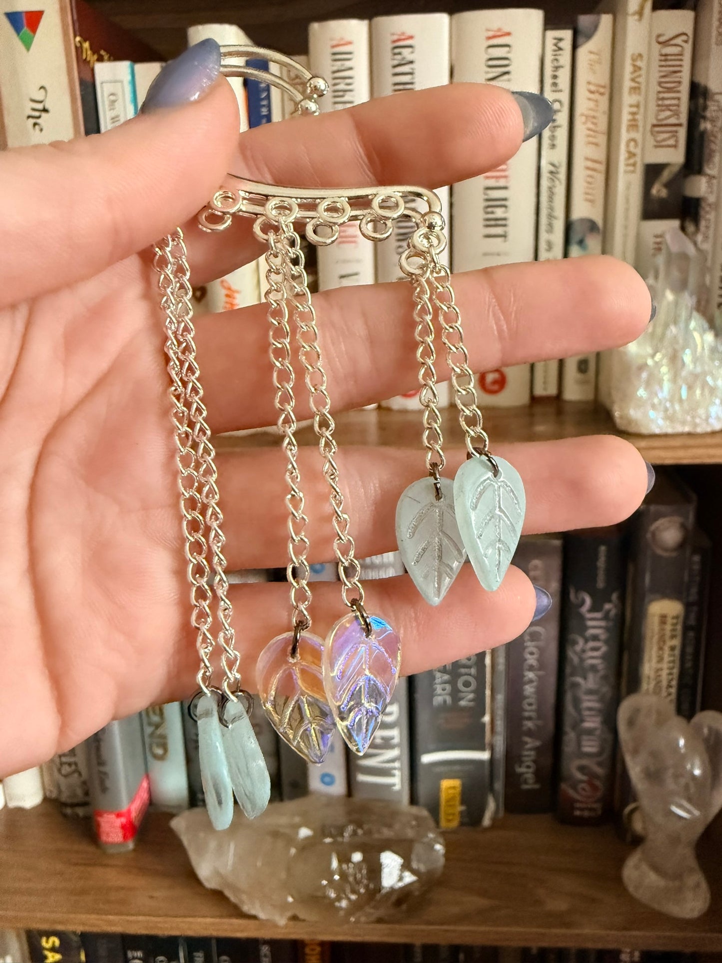 Silver Leaf Simple Ear Cuffs