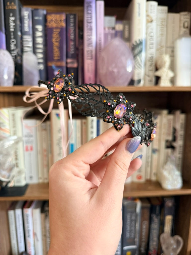 Black + Sunset Leaf Circlet Tiara (Large)