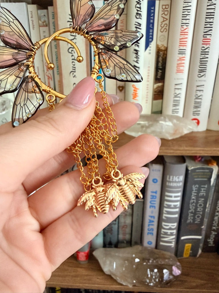 Gold + Sunset Bee Fairy Wing Ear Cuffs