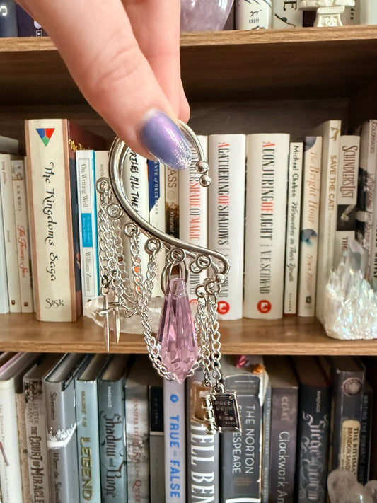 Silver Book Simple Ear Cuffs