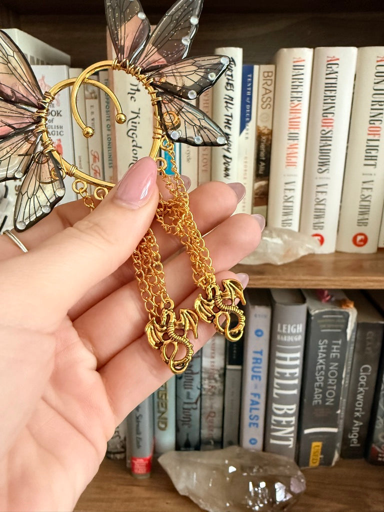 Gold + Sunset Dragon Fairy Wing Ear Cuffs
