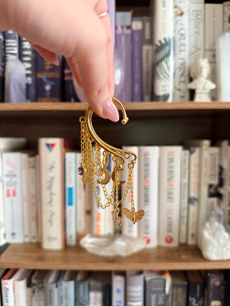Gold + Purple Luna Moth Ear Cuffs