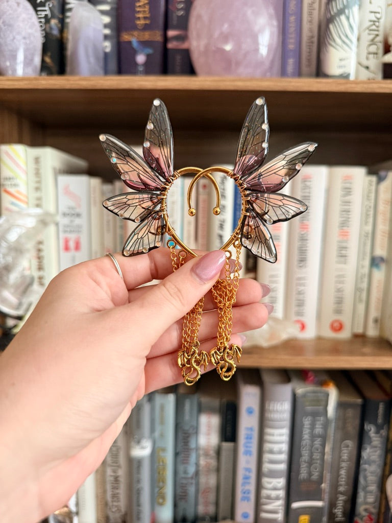 Gold + Sunset Dragon Fairy Wing Ear Cuffs