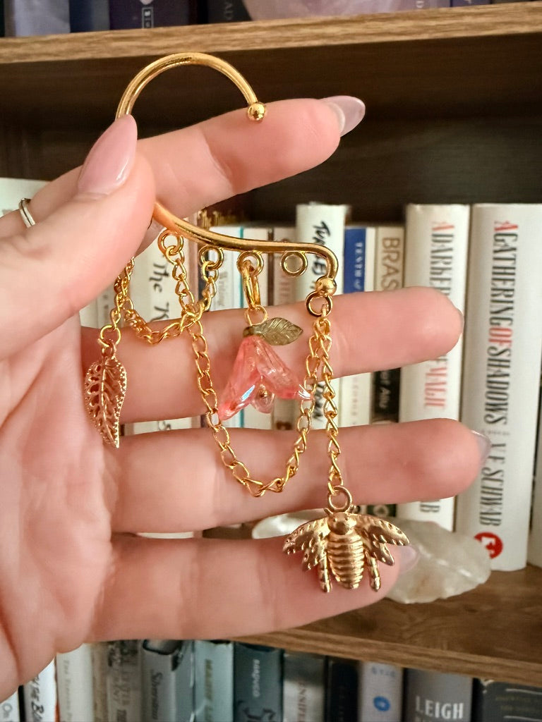 Gold + Pink Bees A-Buzz Ear Cuffs
