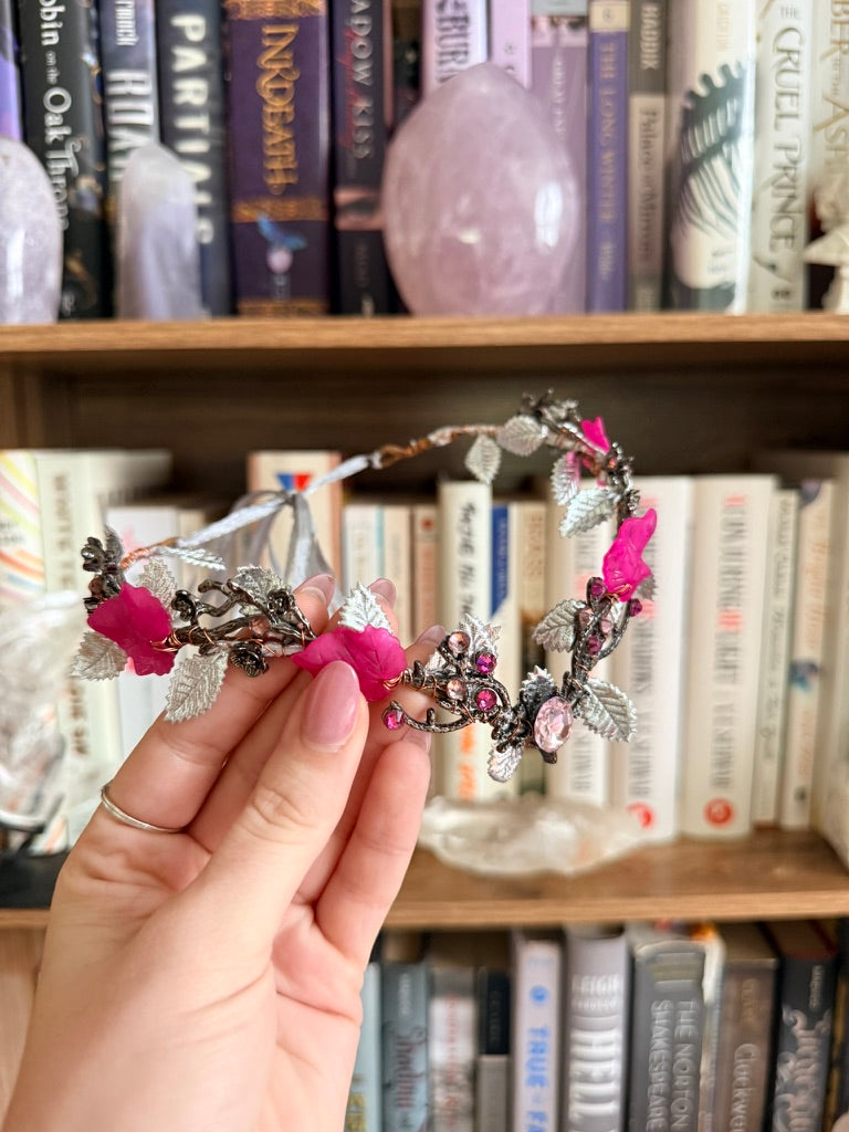Black + Pink Stag Circlet Tiara (Medium)