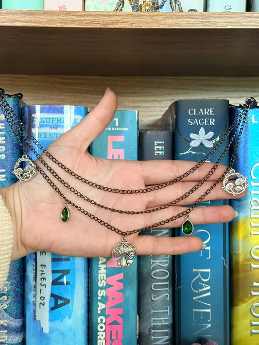 Black + Green Mushroom Forest Double Hair Swords