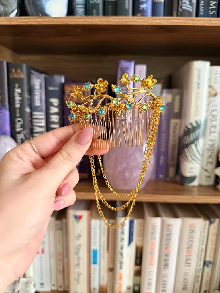 Gold + Ocean Spray Garden Hair Comb