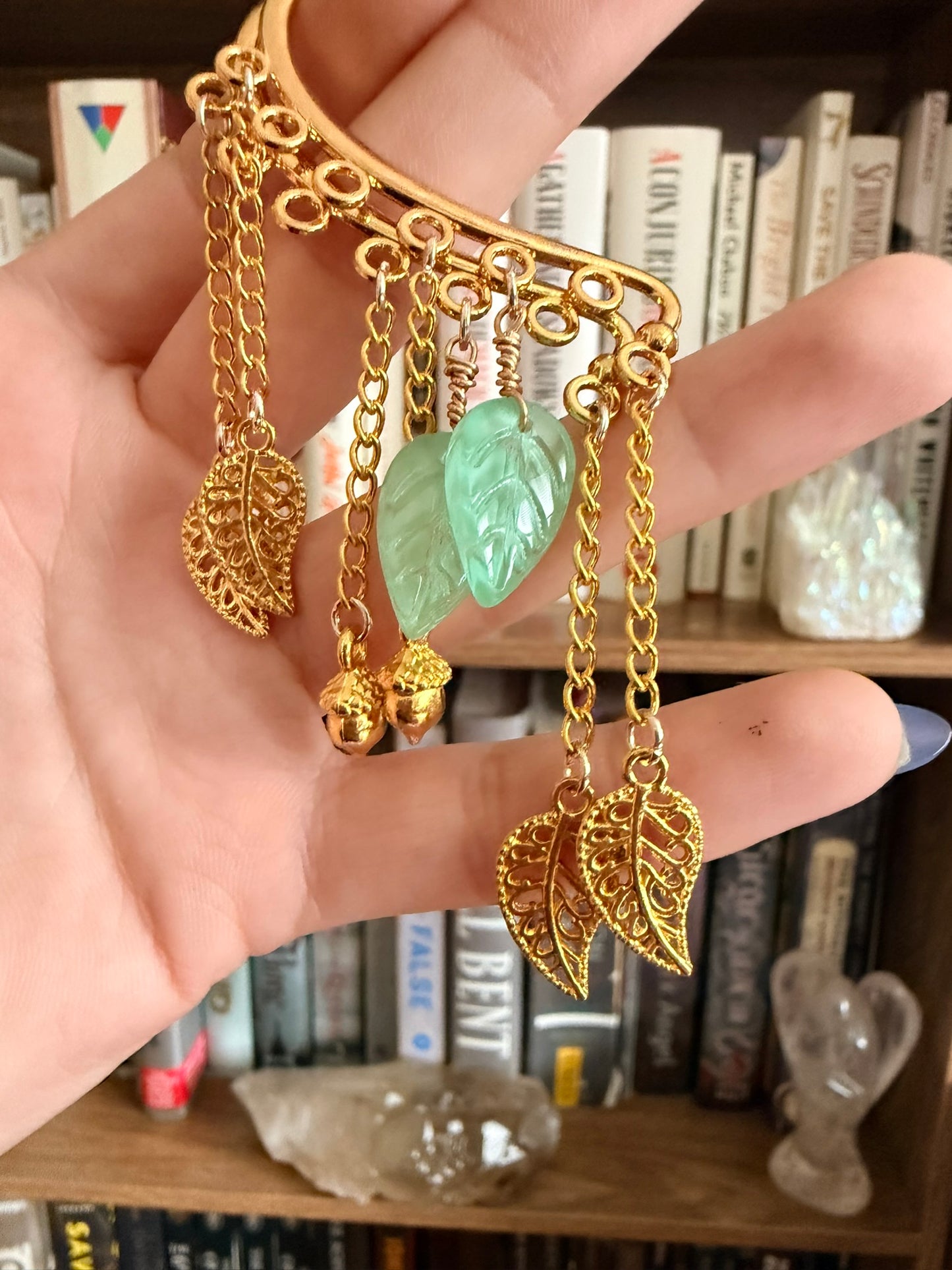 Gold Leaf + Acorn Simple Ear Cuffs