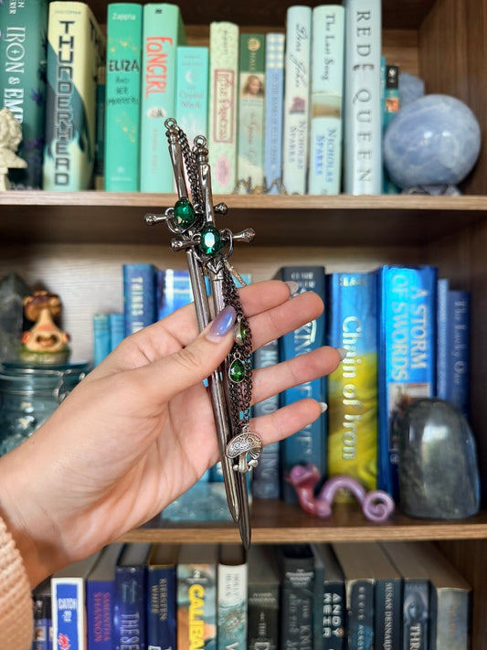 Black + Green Mushroom Forest Double Hair Swords