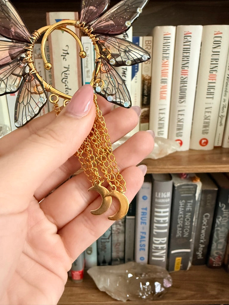 Gold + Sunset Moon Fairy Wing Ear Cuffs