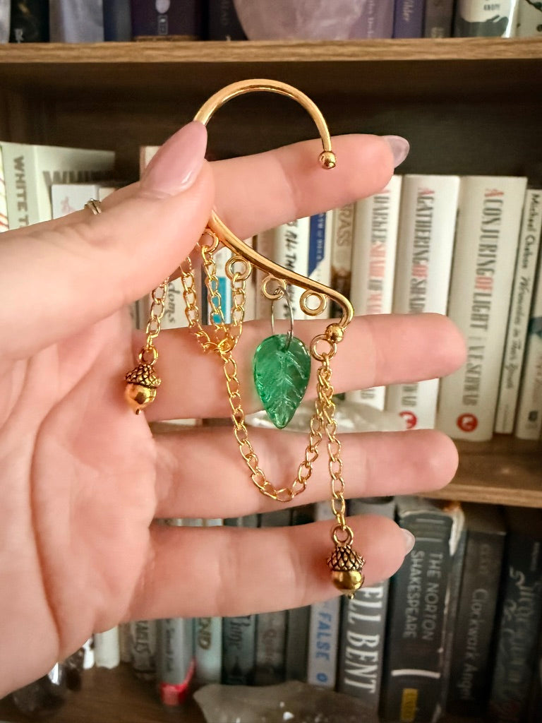 Gold + Green Forest Folk Ear Cuffs