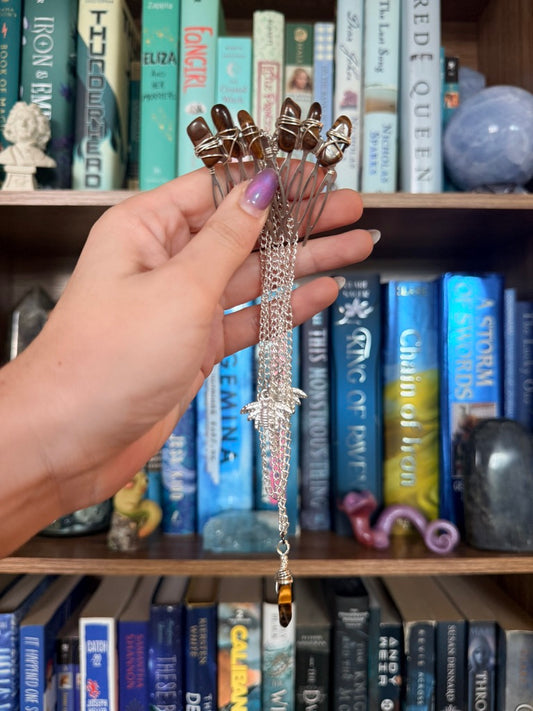 Silver + Tigers Eye Crystal Hair Chains