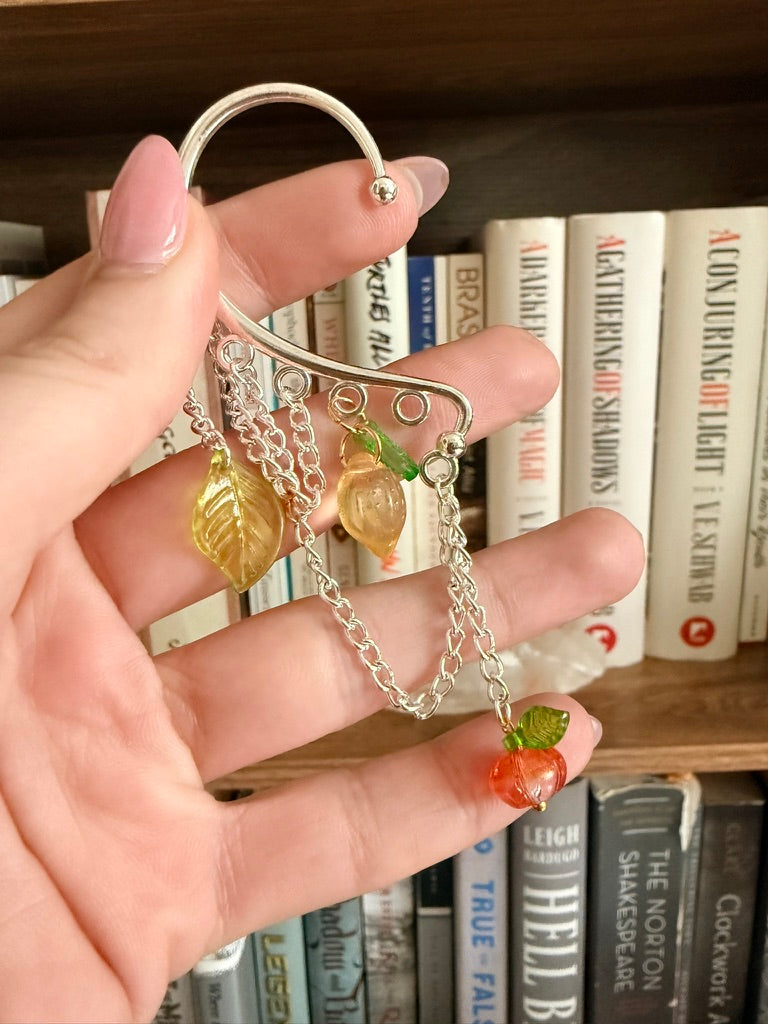 Silver Citrus Fruit Ear Cuffs